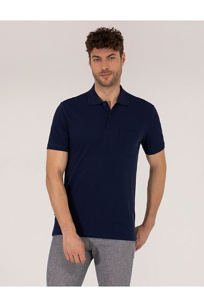 Pierre Cardin Μπλουζάκι Navy Blue Regular Fit Polo Neck Basic 50269604-vr033