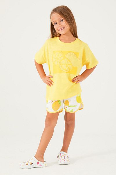 ROLY POLY 3086 Yellow Cotton Mother Girl Shorts Set