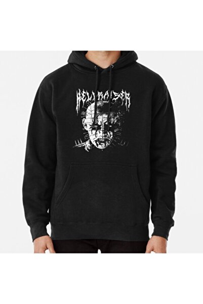 Hvit Stein سويت شيرت أسود بطبعة رأس معدني