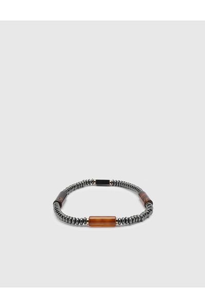 İLVİ Men's Bracelet - Anthracite Natural Stone Baie