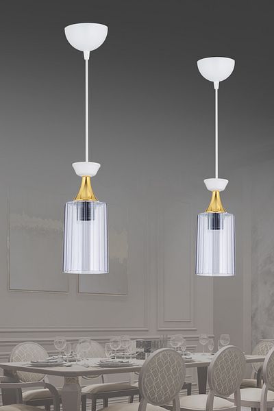 SONSUZ AYDINLATMA&AVİZE Single Pendant Lamp White Mica Smoked Glass Luxury Modern Downward Facing Chandelier