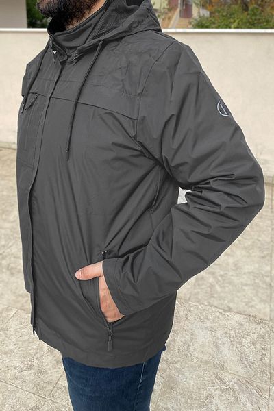 Remsa Spor Men's Sports Hoodie - Smoke Remsa Th901 Large Size with Windproof Pocket Detail