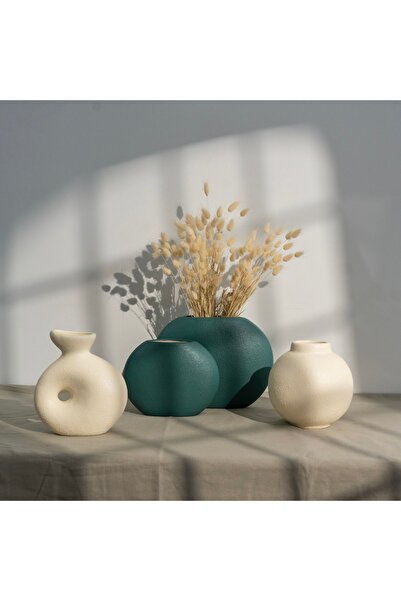Deart İstanbul Minimal Seri Pastel Seramik Vazo Seti