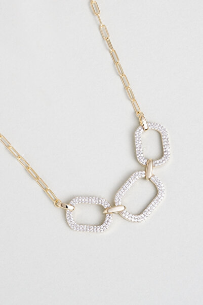 So CHIC... Modern Miras 18 Ayar Sarı Altın Kaplama 45 Cm Gümüş Kolye