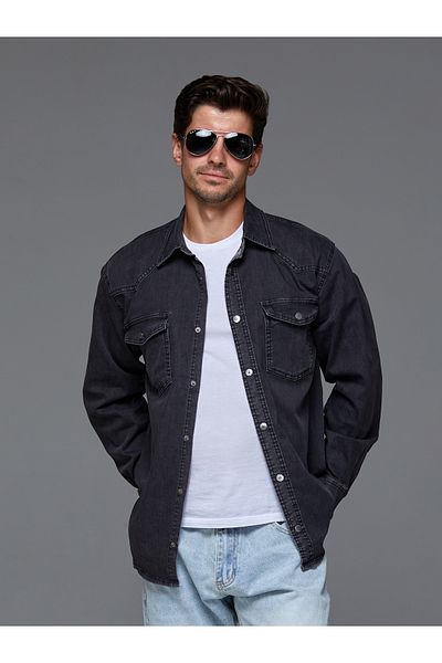 muzzo jeans Oversize γκρι τζιν μπουφάν
