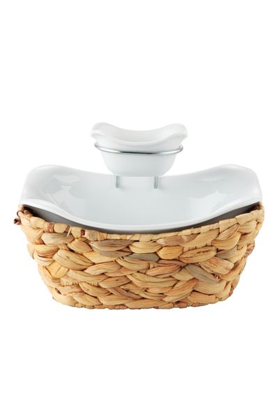 Bien Servi 2-Tier Salad Bowl with Rattan Basket HG1106-PL-H
