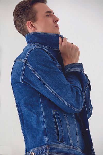 Pantamo Jeans Класическо палто в среден тон в изтъркан син цвят - мъжко дънково яке