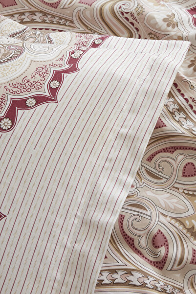 Karaca Home Lemy Claret Red Double 100% Cotton Satin Duvet Cover Set