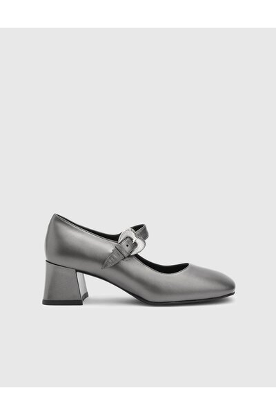 İLVİ Geurt Genuine Leather Women's Silver Heeled Shoes