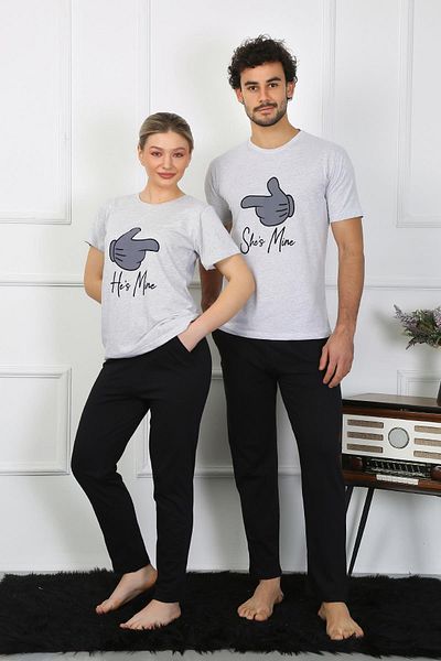Akbeniz Ανδρικό σετ πιτζάμες Cotton Combed Cotton Lover Combination Grey 50126 Η τιμή είναι για μονό σετ