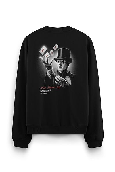 Overoz Черен суитшърт с щампа на гърба Life Magician, голям размер S1218