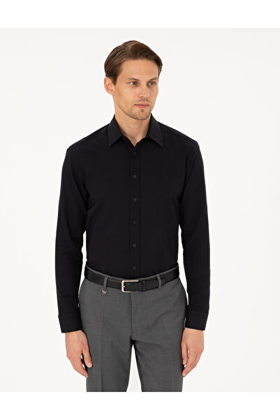 Pierre Cardin Siyah Regular Fit Uzun Kollu Gömlek 50292309-VR046