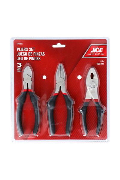 ACE 3-Piece Stainless Steel Comfort Grip Plier Set 6inch
