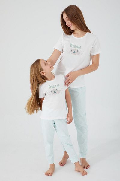ROLY POLY Mint Colored Mother and Daughter Short Sleeve Pajamas Set
