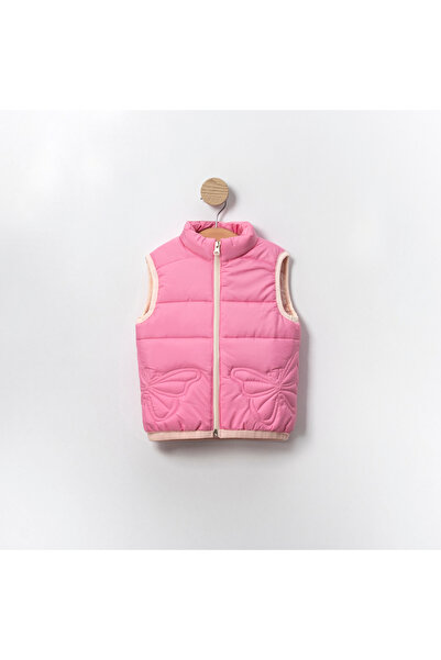 C&S Monochrome Butterfly Patterned Embroidered Piping Detailed Girl's Vest