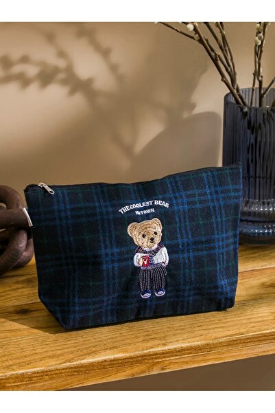 LC Waikiki LCW HOME Lacivert Ayı Teddy Nakışlı Makyaj Çantası 30 Cm