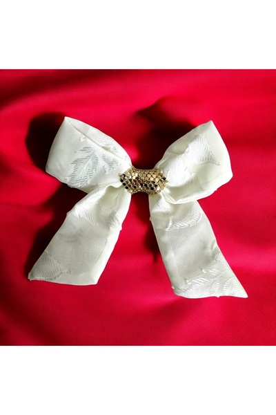 alsaccessories Agrafă de păr cu coadă albă cu paiete de culoare aurie - Model automat pentru tineri și adulți