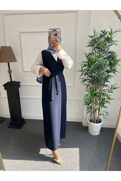 Nisa Nalbantoğlu Μπλε τουίντ Hijab Gilet