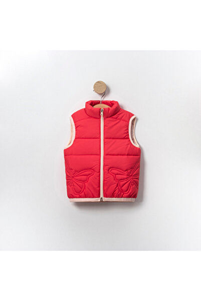 C&S Monochrome Butterfly Patterned Embroidered Piping Detailed Girl's Vest