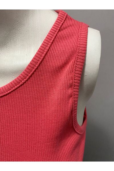 LADY HAZAL Coral Halter Neck Crop Top Darkalıp Ribbed Thin Bias Bustier