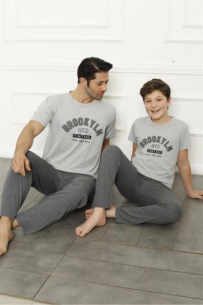Akbeniz Κοστούμι πιτζάμες Father Son Grey Family Πωλείται χωριστά 50102