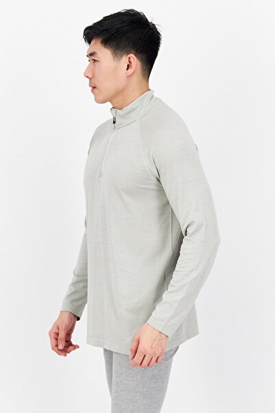 Lyle & Scott Men Mock Neck Heather Long Sleeve Half Zip Sweatshirts, Pebble Marl