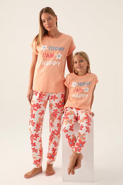ROLY POLY 3394 Cotton Short Sleeve Waiter Pajamas Set for Mother and Daughter