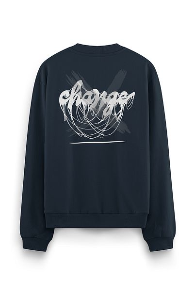 Overoz Albastru Noapte Oversize Notă Schimbare Spate Imprimat Scrisoare Hanorac Oversize S1205