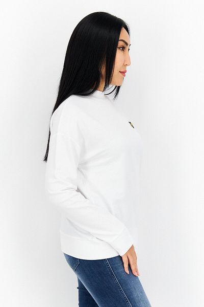 Lyle & Scott Women Mock Neck Long Sleeves Embroidered Logo Sweatshirt, White