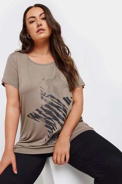 Stil Diva Tricou cu mânecă scurtă cu mânecă scurtă, cu decolteu, cu imprimeu cu stele 322119