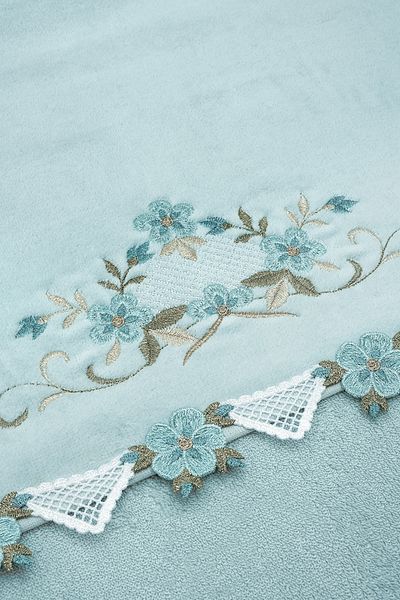 Turkar-Arliva Πετσέτα προίκας AZRA Velvet Embossed Mint 50x85