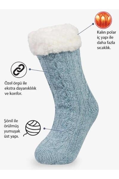 Bolero Women's Fleece Knitwear Home Socks Blue