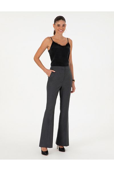 Pierre Cardin Anthracite Flare Fit Fabric Trousers 50294190 -Vr006