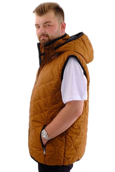 ModeXL Mode XL Ανδρικό φανελάκι με κουκούλα με φερμουάρ U24700 Καφέ