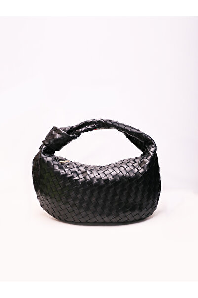 LYDOS BAG Beatriz  El Örgülü  Siyah Deri Omuz Çantası