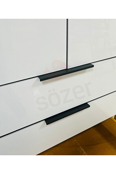 SÖZER ORMAN ÜRÜNLERİ (2 ADET) 20CM BARLAS SİYAH ENGETRE KULP CAMLI KAPAK ÇEKMECE KULBU (ARKADAN VİDALANIR)