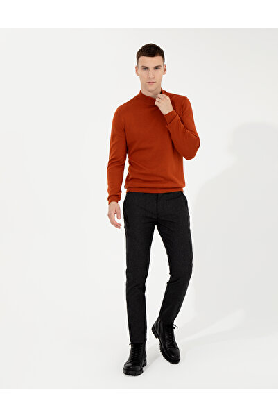 Pierre Cardin Siyah Slim Fit Keten Karışımlı Kanvas Pantolon 50259760-VR046