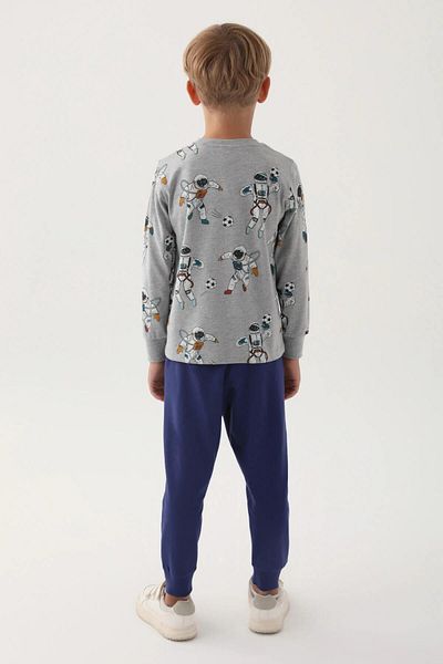 ROLY POLY 3206 Gray Cotton Long Sleeve Men's Waiter Pajama Set