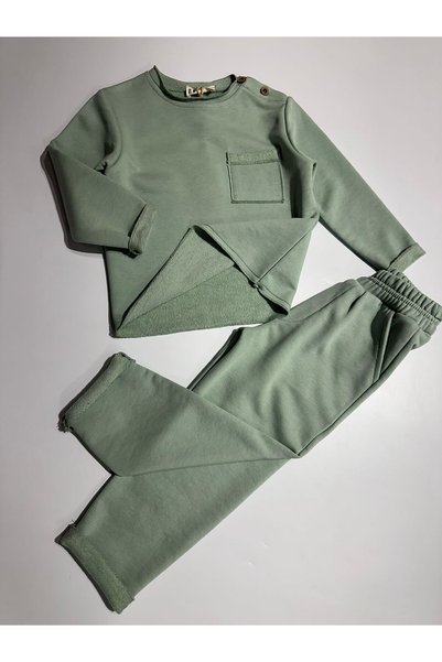 BOBBY JR KİDSWEAR Boy's Sweatshirt & Pants Set Mint Green