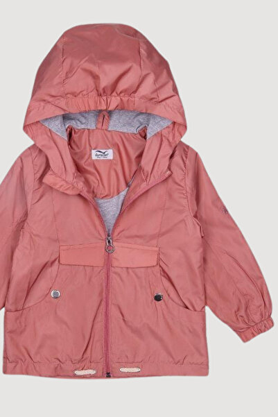 Verscon Hooded Raincoat with Front Zipper Pocket Seasonal Lightweight Girl's Coat