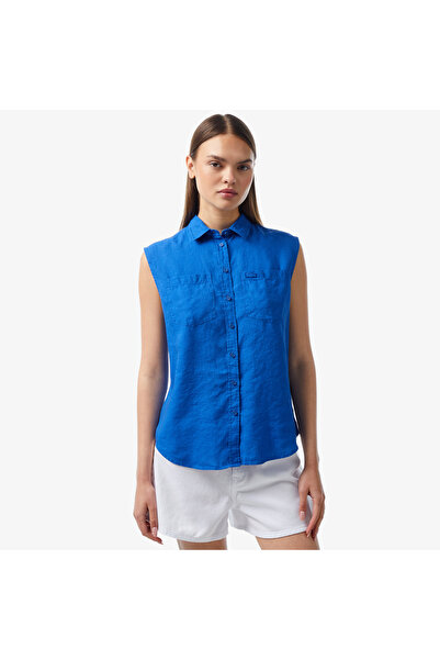 Lacoste Kadın Kolsuz Lacivert Gömlek