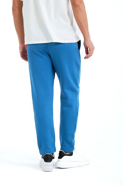 JUSTEVER Pantaloni de trening pentru bărbați, albaștri, cu talie relaxată, cu fleece în interior - Atlas