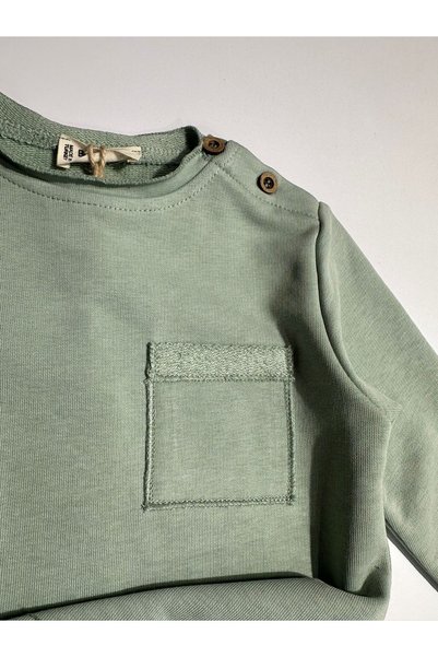 BOBBY JR KİDSWEAR Boy's Sweatshirt & Pants Set Mint Green