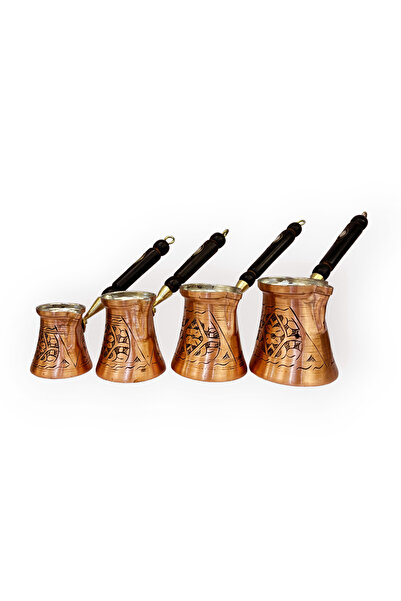 EFEMİR Pasha Embroidered Copper Coffee Pot Set with Scotch