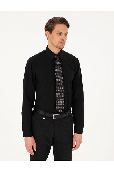Pierre Cardin Μαύρο μακρυμάνικο πουκάμισο Basic Fit 50298003-VR046