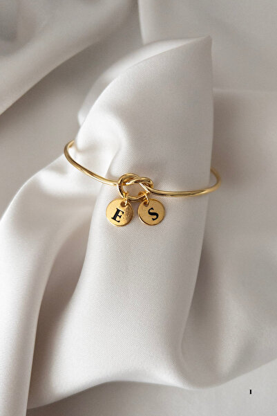 Karflake Altın Kaplama Kendinden Ayarlanabilir Harfli Düğüm Kelepçe Şık Zarif Kadın Bileklik