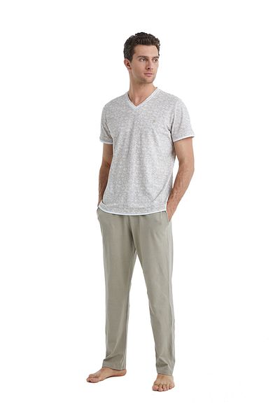 Blackspade 100% ΒΑΜΒΑΚΙ V-NECK ΚΟΝΤΟΜΑΝΙΚΙ ΑΝΔΡΙΚΟ ΣΕΤ ΠΥΖΑΜΑ