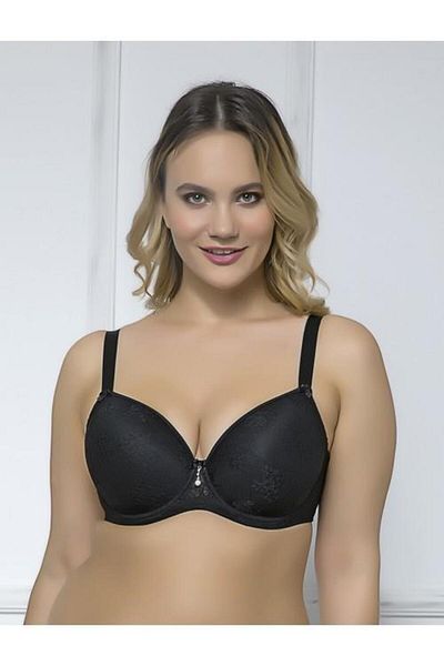 MOONLİGHT Moonlight 2130 Black Underwire Thin Sponge Lace Gathering Bra
