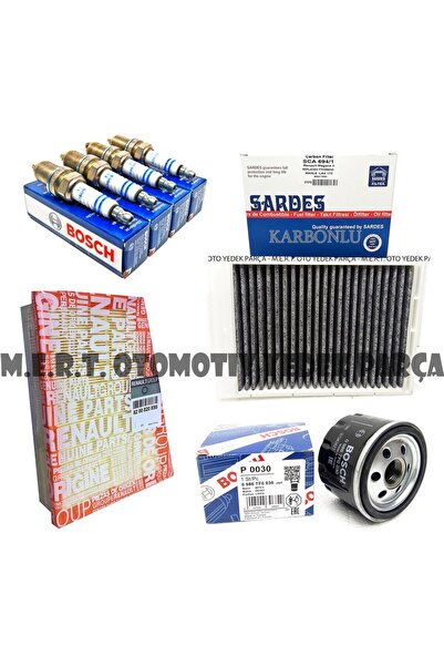 M.E.R.T. OTOMOTİV-YEDEK PARÇA Renault Megane 2 1.6 16V Bakım Seti Filtreler + Buji Takımı