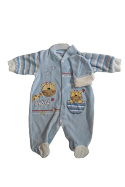 CEBECİ TİCARET Bebek Tulum Kışlık Erkek Kadife Şapkalı